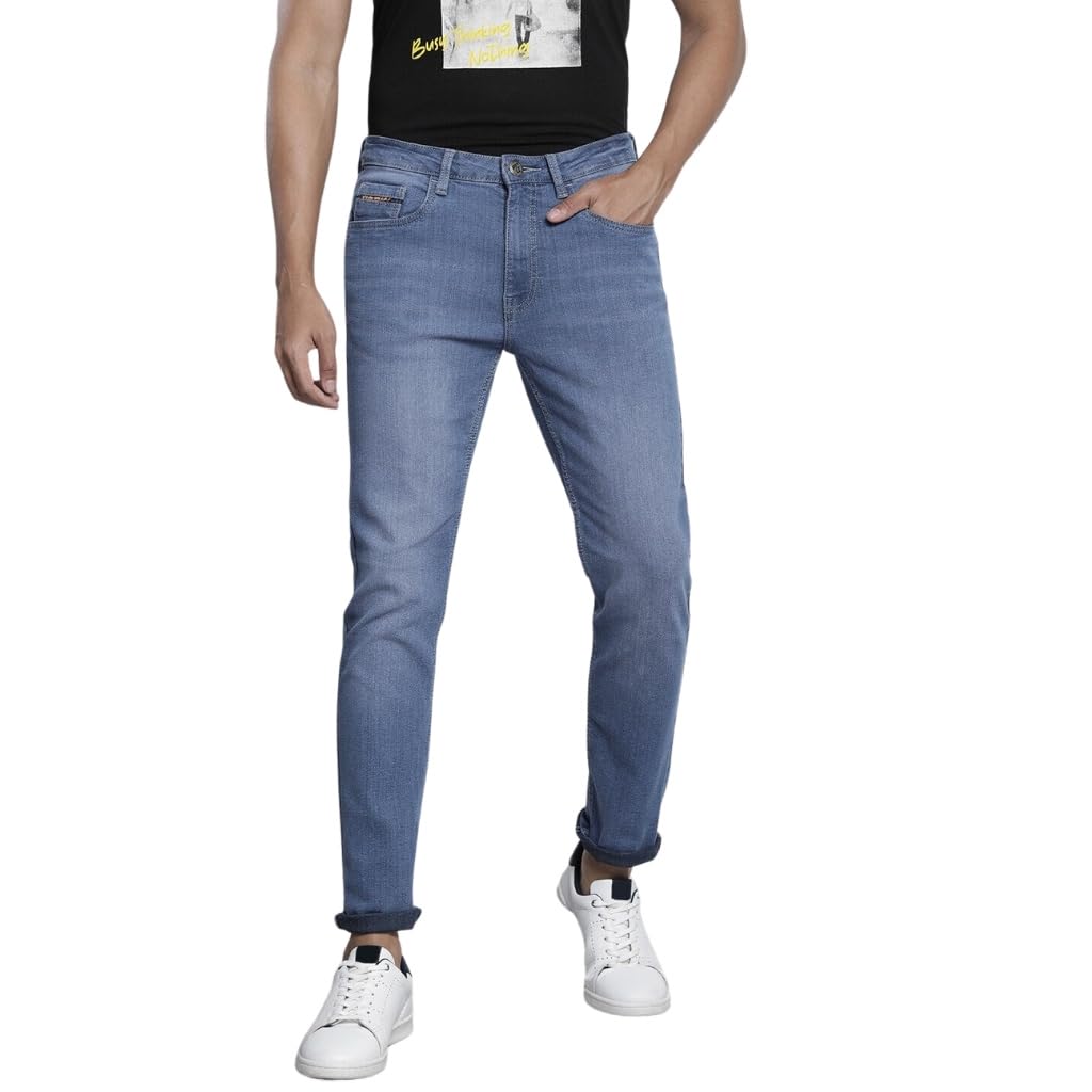 Men Mid Rise Skinny Fit Solid Mid-Rise Stretchable Jeans-image-14