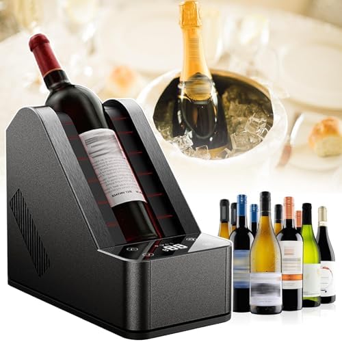 Electric Wine Chiller,Single Bottle Wine Cooler in Stainless Steel,750ml Wine Bottle Chiller,0℃-20℃,Rapid Beverage,Champagne,Drink Chiller,Gifts for The Wine Lover