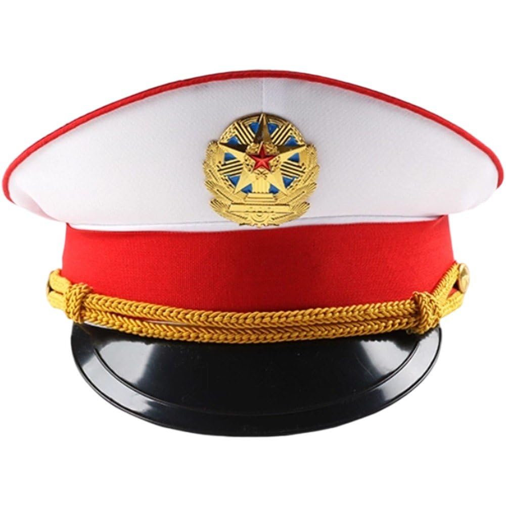 Dinntty Navy Officer Cap, Adjustable Army Cap Peaked Officer Hat Badge Military Cap Halloween Performance Ceremonial Hat