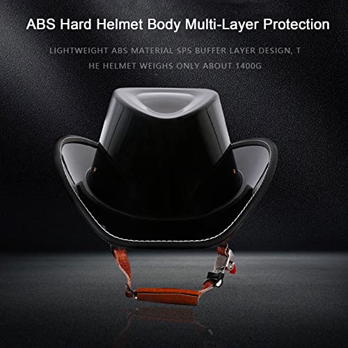 Retro Motorcycle Half Helmet - Summer Women Men Western Cowboy Hat With Removable Lining Dot Approved Wide Brim Cowboy Western Caps For Cruiser Scooter Touring Atv ( Color : A , Size : Xl=61-62Cm ) #TOP3