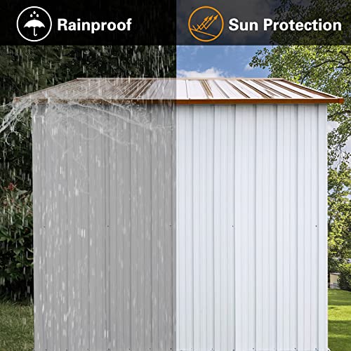 Evedy Metal Garden Sheds, 6X8 Ft Outdoor Storage Sheds, Steel Utility Tool Shed Storage House With Door & Lock, Metal Sheds Outdoor Storage For Backyard Garden Patio Lawn White #TOP3