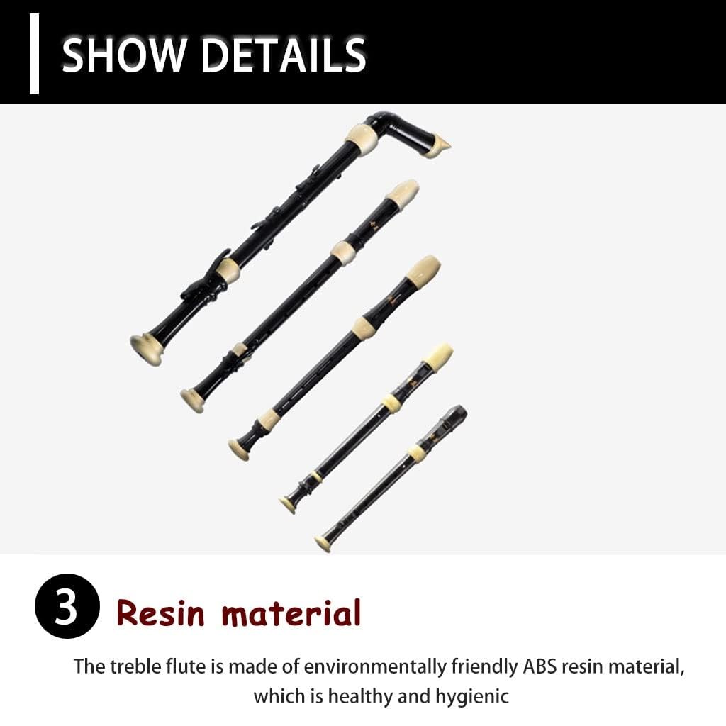 Professionelles Barockblockflöten-Instrumenten-Set – 8-Loch-Holzbläser im deutschen Stil mit Reinigungsstab, Aufbewahrungstasche und Umhängeband, 3-teiliges Design für Bandaufführung