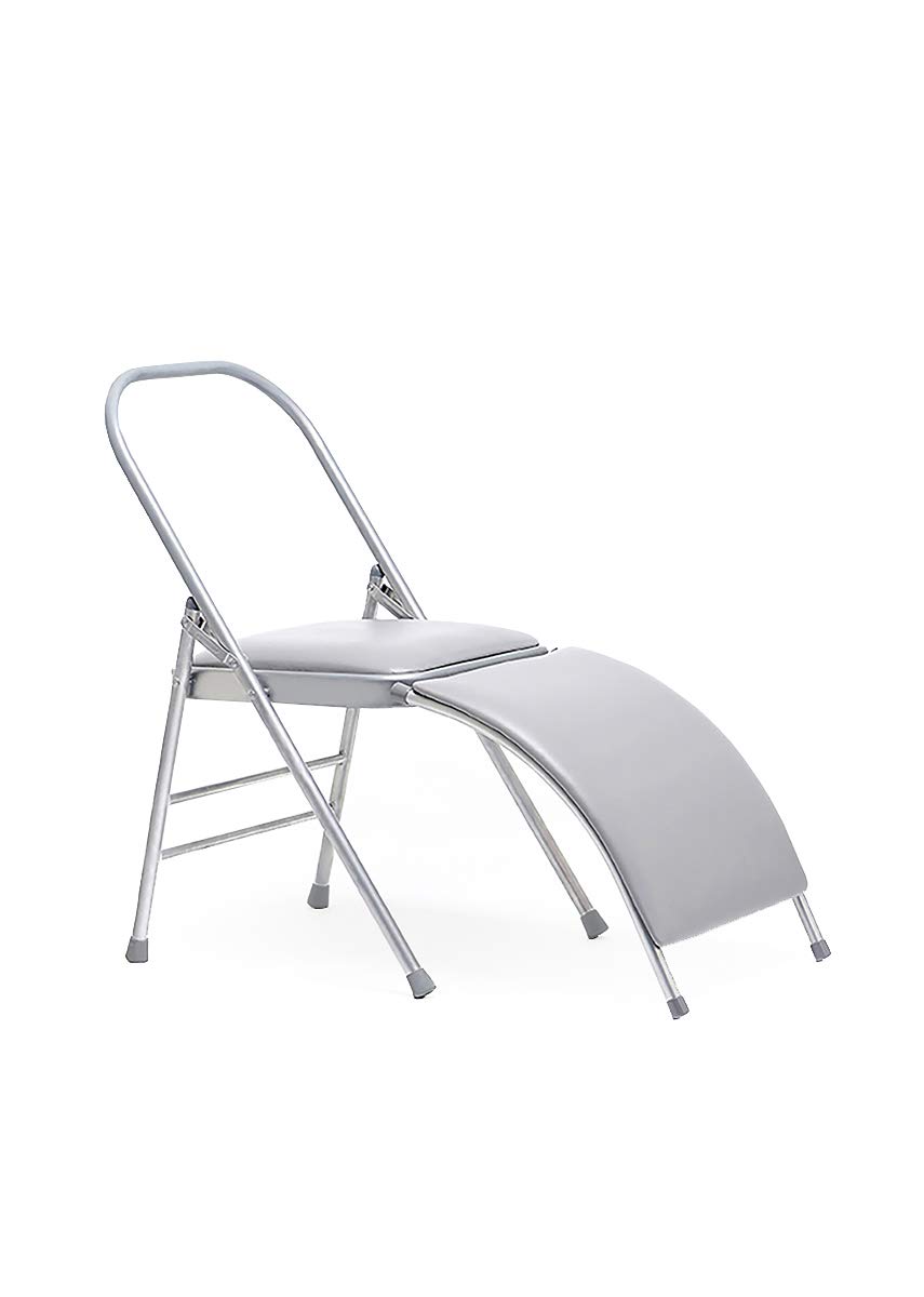 Yoga Studio YS/Folding/Chair/NoFBar, Sedia da Yoga Pieghevole Senza Barra Anteriore, Dimensioni: 47 x 49 x 81 cm Unisex-Adulto, Argento, Standard