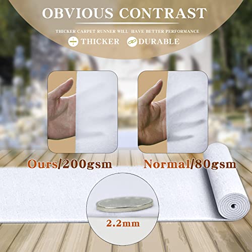 Dofopo BDT001 Extra Thick White Carpet Runner For Party, 33 Feet White Aisle Runner thumb #3