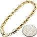 14K Gold Plated Brass 6-10MM Rope Chain Necklace Bracelet Hip Hop Costume Fashion Jewelry For Women & Men 8″-30 (H6,GOLD-6MM,8″ BRACELET ONLY,17g)