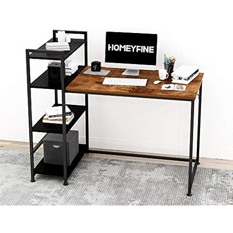 HOMEYFINE Computer Desk with Shelves,Industrial Table,47 inches Home Office Desk with Metal and Wood Bookshelf (Vintage Oak Finish) Cover