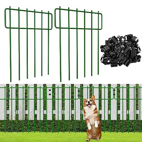 20 Pack Animal Barrier Fences, No Dig Fence Decorative Fence Rustproof Metal Wire Garden Fence Border For Dog Rabbits Ground Stakes Defence Yard Landscape Patio T Shape 17 Inch(H) X 30Ft(L) #TOP4