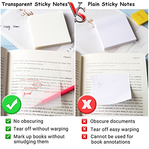 Transparent Sticky Notes 3x3 inch Clear Sticky Notes Waterproof Self