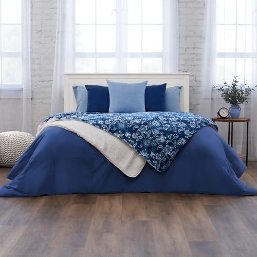 Northwest Ashford Home Cozy Silk Touch Ribbed Throw Blanket with Sherpa, Dharma 60 x 80 inches