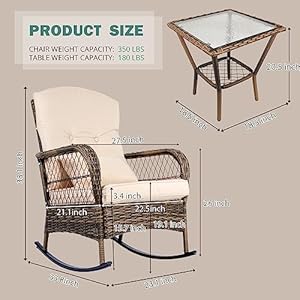SENSWEET Outdoor Wicker Rocking Chairs Set of 2 Rattan Patio Rocking Chairs All Weather Rocking Lawn Wicker Furniture for Porch Deck Garden Backyard Brown