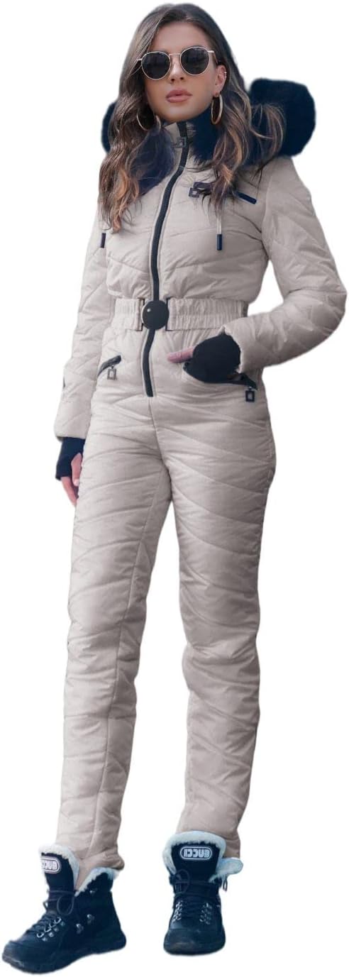 Yousify Womens Onesie Ski Suit Winter Outdoor Sports Waterproof Snowsuit Jumpsuits Jacket