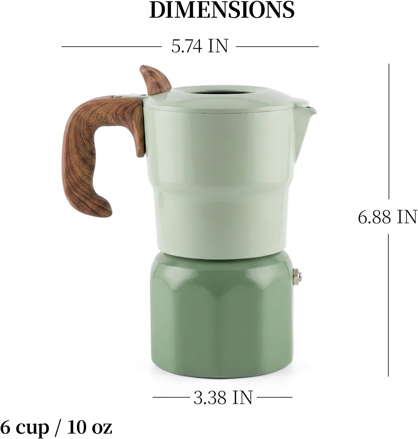 6 Cup Moka Pot, 10oz Aluminum Stovetop Espresso Maker, Retro Two Tone | Rich Espresso Flavor Extraction; coffee percolator