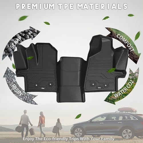Image of KARPAL Floor Mats for 2022-2026 Ford Transit /E-Transit w /Vinyl Floors (No Transit Connect), Custom Fit TPE All Weather Ford Transit Accessories Front Floor Liner