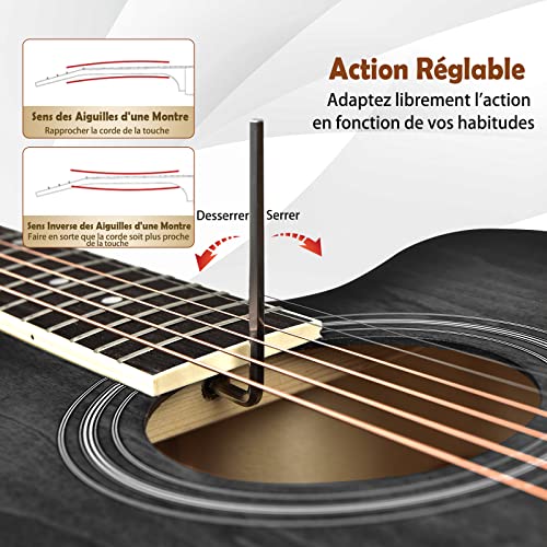 GOPLUS Guitare Acoustique avec Chevilles de Réglage Entièrement Fermées, Guitare Folk avec Cordes Douces au Toucher… - Les Beatles, Paul McCartney, John Lennon, RIngo Starr, George Harrison GOPLUS Guitare Acoustique avec Chevilles de Réglage Entièrement Fermées, Guitare Folk avec Cordes Douces au Toucher… – Image 3