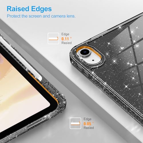 Fintie Slim Case for iPad (A16) 11th Generation 11 Inch (2025), iPad 10th Generation 10.9 Inch (2022) - Glittering Sparkly Shockproof Cover with Shiny Clear Back Shell & Pencil Holder, Black by FINTIE - Image 9