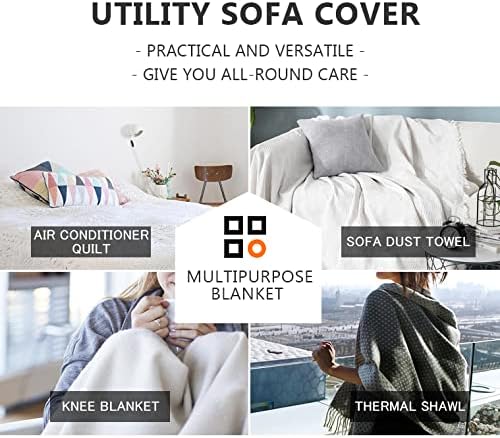 Miniatura 8 de MEETSKY Funda blanca para sofá, funda para sofá biplaza reclinable, futón, protector lavable, de tela gruesa transpirable, decoración de sala de
