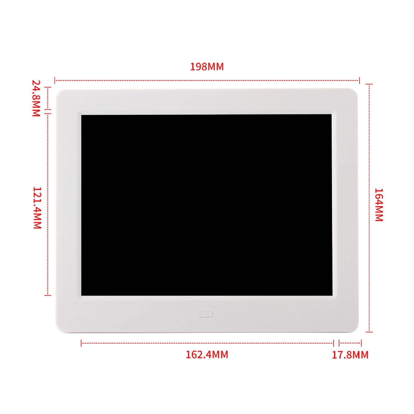 8 Zoll 4:3 quadratischer digitaler Bilderrahmen mit Anzeige von Fotos, Musik, Video-Player, Kalender, automatischem EIN-/Aus-Timer (Color : Black)