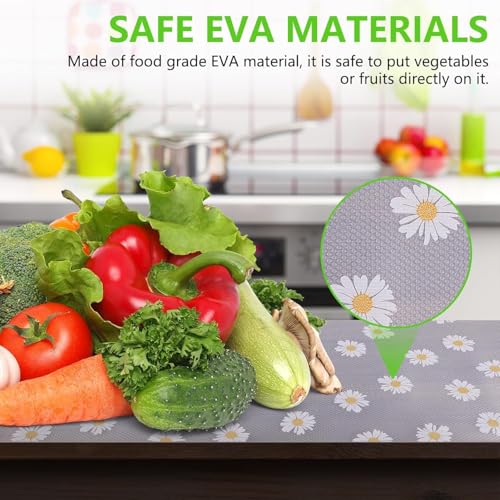 Image of JRM Multipurpose Waterproof EVA Anti-Slip Mat Roll for Kitchen, Drawer, Fridge, and Shelf Liner | Super Strong, Food Grade (Daisy Flower, 45W x 300L cm (3L m))