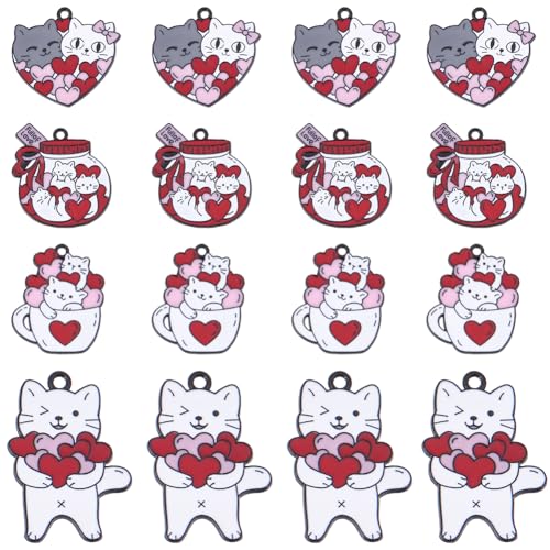 Breloques pour la Fabri de Bijoux Saint Valentin Cœur Coloré Chats Animaux de Compagnie