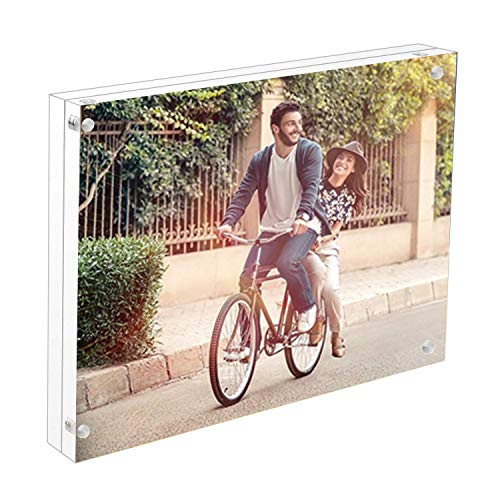 Cq acrylic 6x8 Inch Acrylic Picture Frame,Clear 10 + 10MM Thickness Stand In Desk/Table,Pack of 1