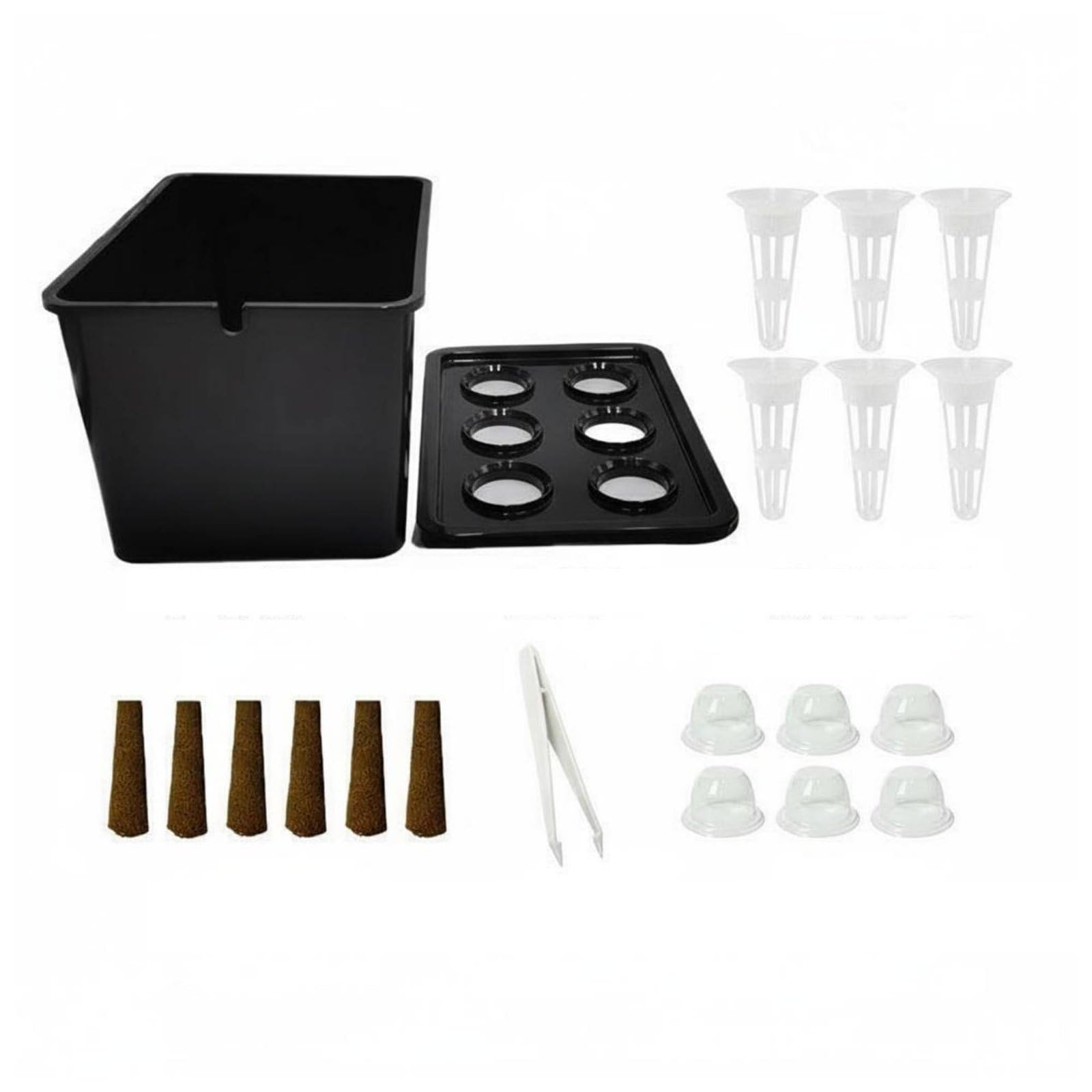 Easy to Manage Hydroponic Growing System High Survival Rate 6 Hole Hydroponic Planter Soilless Cultivation Box for Beginners, Home, Balcony, Kitchen, Black-image-40