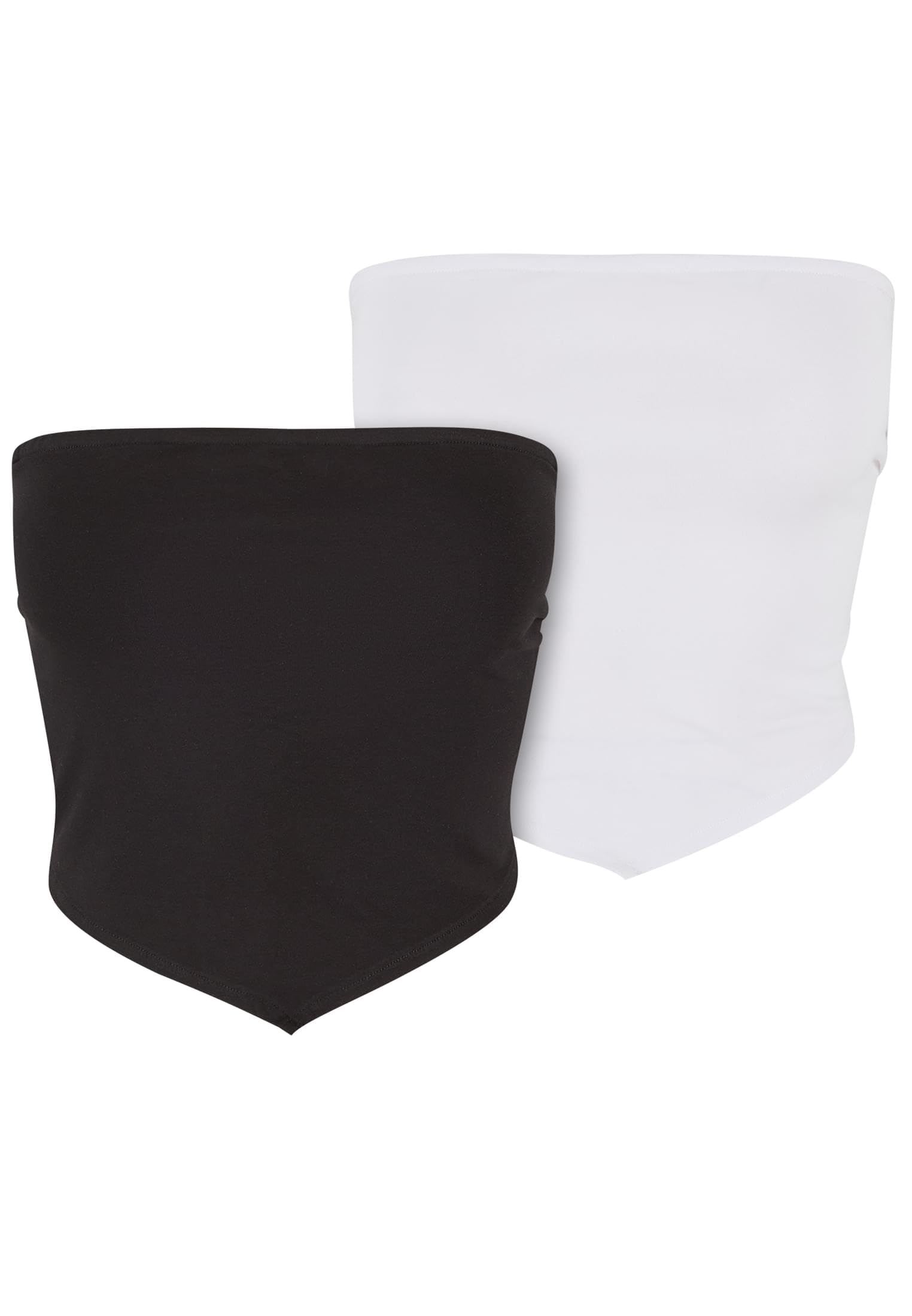 Urban Classics Women's Ladies Knotted Bandeau Top 2-Pack Undershirt, White+Black,