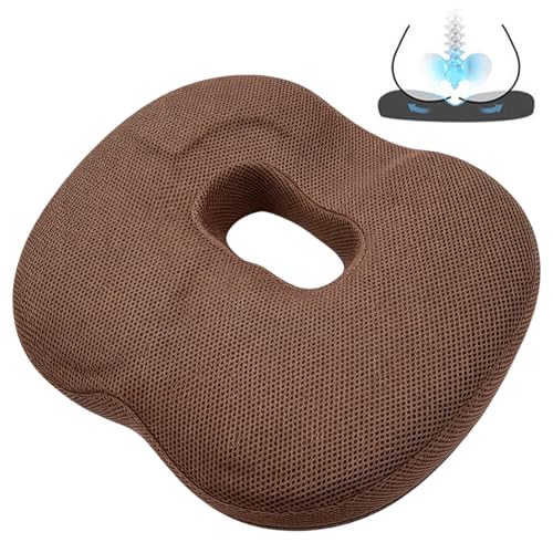 Cojín ortopédico, antidecúbito, silla de oficina, alivio ergonómico, coxis, hemorroides, cadera, coxis, cojín antideslizante para sofá, oficina, coche, silla de ruedas, color marrón