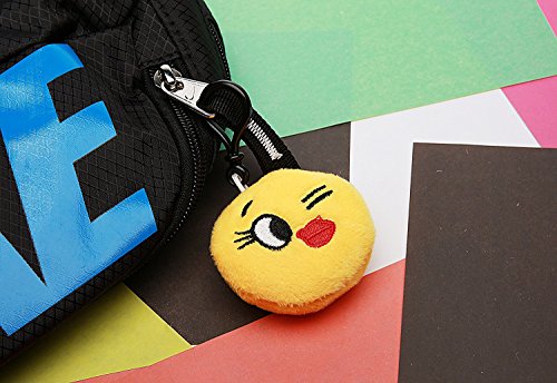 Emoji Schlüsselanhänger Hund Smiley aus Plüsch Dog Face Hundegesicht hochwertiger Emoticon Anhänger mit Schlaufe und Karabiner-Haken von wortek