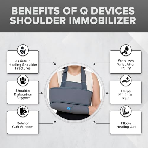 Image of Q DEVICES Shoulder Immobilizer Universal | Support for Post-operative Surgeries, Soft Tissue Injuries, Fractures & Dislocations | Shoulder Brace for Men & Women, Universal Size (28-44 in)