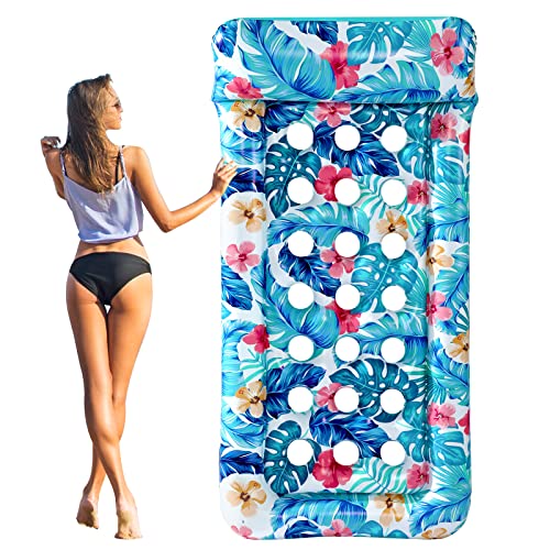 Inflatable Swimming Pool Floats Raft - Oversized for Adults, Cooling Contour Lounger with Headrest for Lake, Summer Party