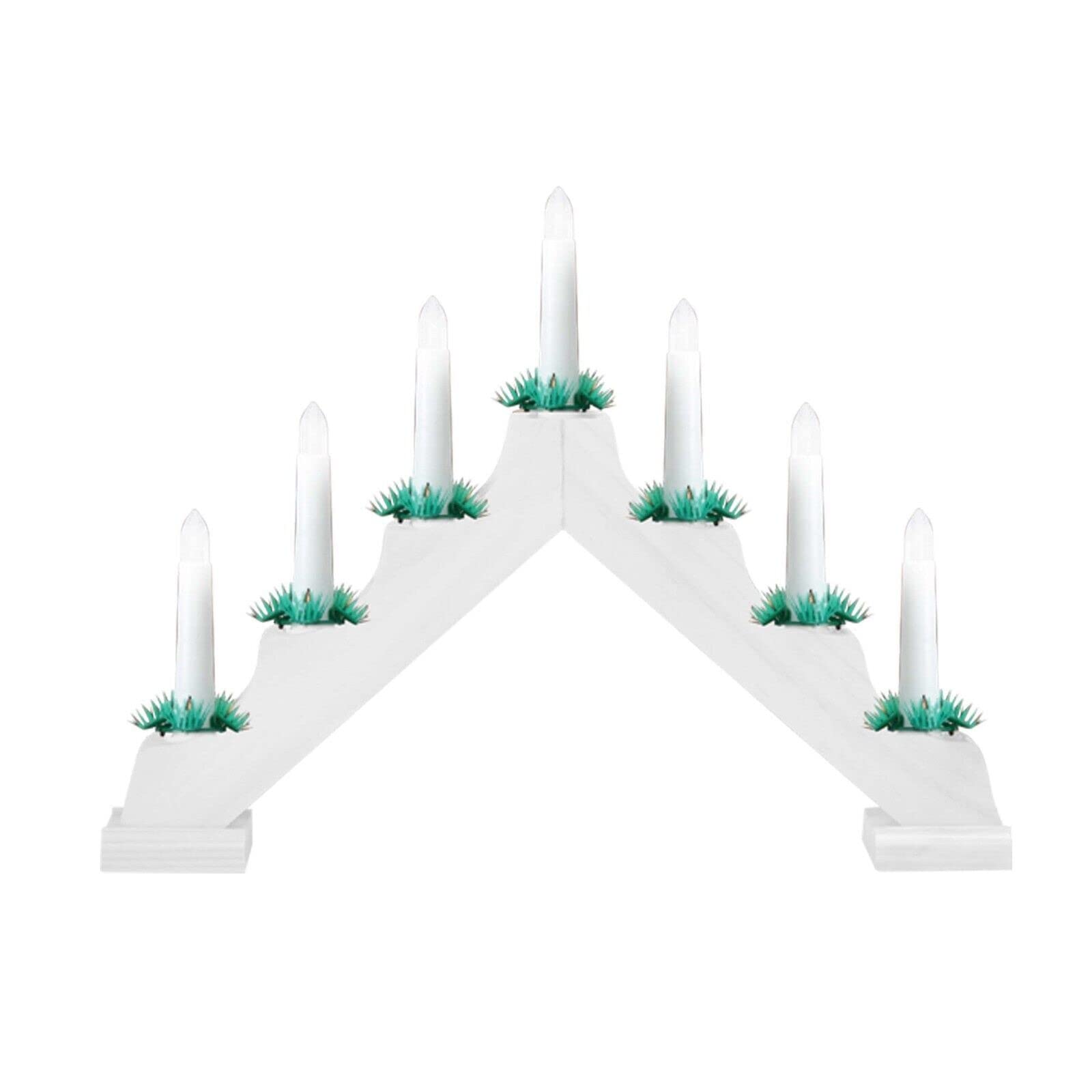 Optimal Products Wooden Christmas Candle Bridge 7 LED Light Up Arch Window Xmas Decoration Lights UK (White)