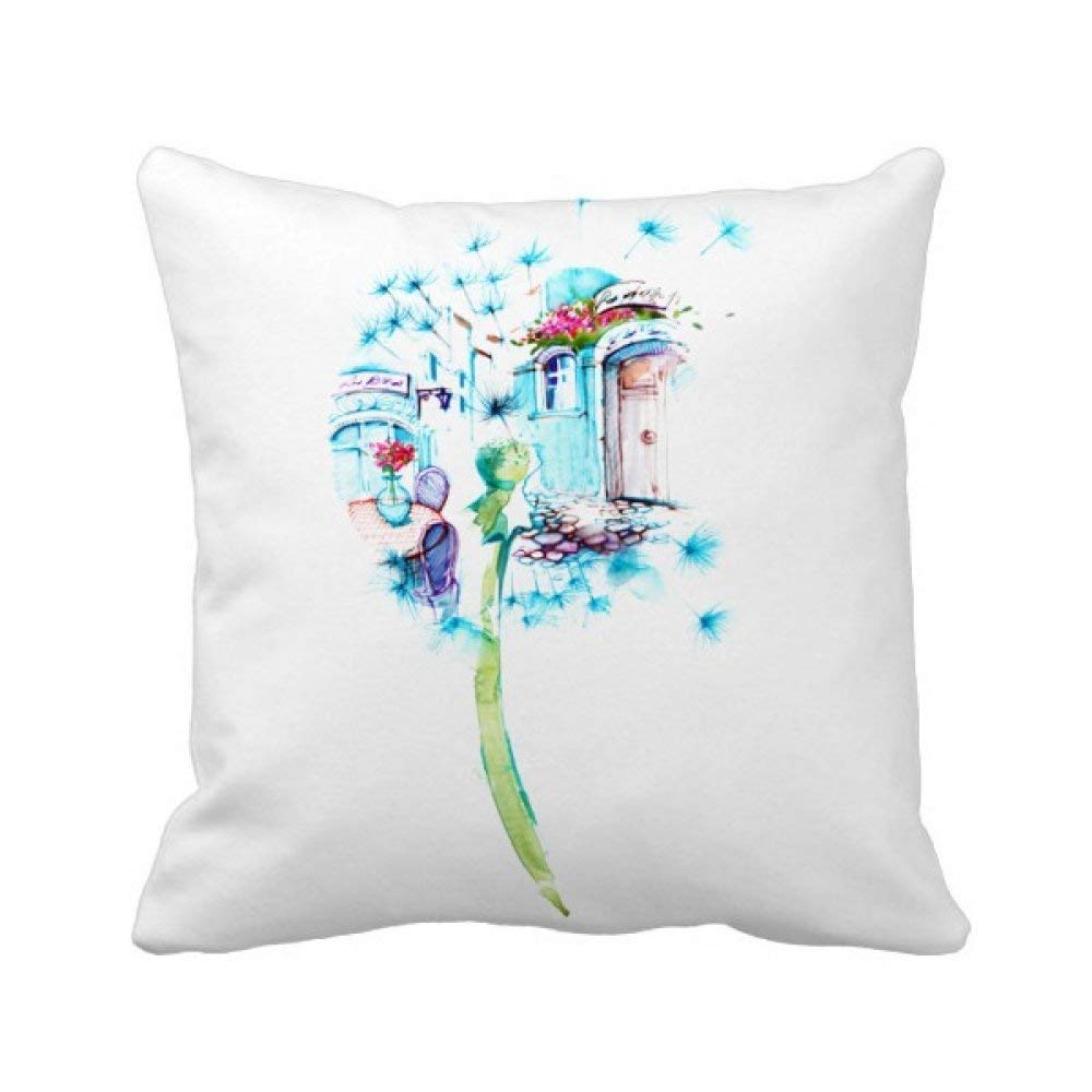 Coussin pissenlit aquarelle housse carrée décoration canapé salon design