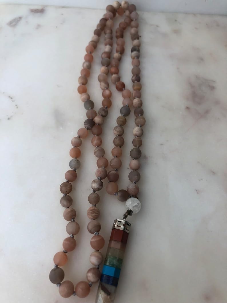 Naturalny kamień słoneczny, 8 mm, 108 koralików mala, duchowe, koraliki medytacyjne, Reiki, Japa Mala, buddyjskie koraliki modlitewne, bransoletka do jogi, koraliki lecznicze
