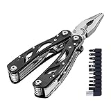 Poeland Multitool Pliers Set Stainless Steel Screwdriver Tool with 11 Screwdriver Bits Black