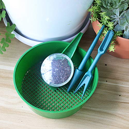 JINYANG Horticultural Supplies Horticultural Planting Sowing Three Sets of Soil Sieve Tools with A Lifting Device,Punching Device,Seed Sowers,Mesh Sieve