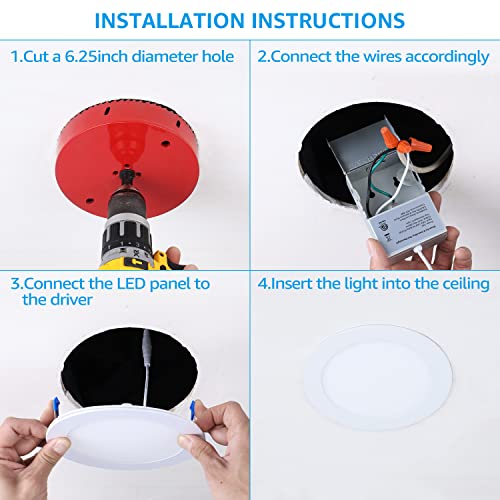 Torchstar 6 Inch Slim Recessed Lighting With Junction Box, Basic Series Ultra Thin Led Recessed Light 5000K Daylight, 12W 1000Lm Dimmable Led Downlight, Etl & Energy Star, Pack Of 6 #TOP5