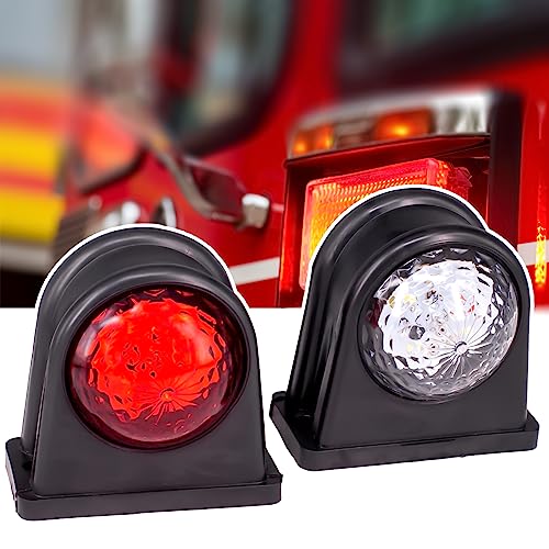 2X 8 LED Side Marker Lights 12/ 24V Trailer Side Lamp Double-Sided Warning White Red light for Truck RV Caravan