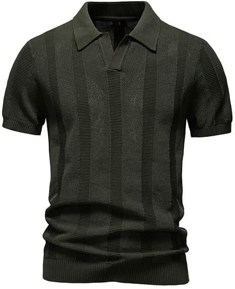 Short Sleeved Striped Mesh Shirt Men's Versatile Business Lightweight Top