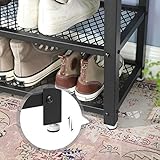 VASAGLE Shoe Bench, Shoe Rack with 2 Shelves, Shoe Organiser, 30 x 73 x 45 cm, Entryway Living Room Hallway, Steel Structure, Industrial Style, Greige and Black LBS73MB - Image 6