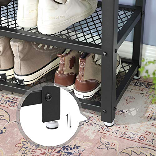 VASAGLE Panca per Scarpe, Scaffale a 2 livelli, Organizzatore per Scarpe, 73 x 30 x 45 cm, per Ingresso, Soggiorno, Telaio in Acciaio, Stile Industriale, Gres e Nero LBS73MB - Immagine 5