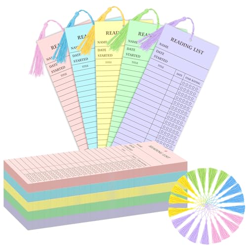 100 Pieces Reading List Bookmark with Tassels, 3 x 8
