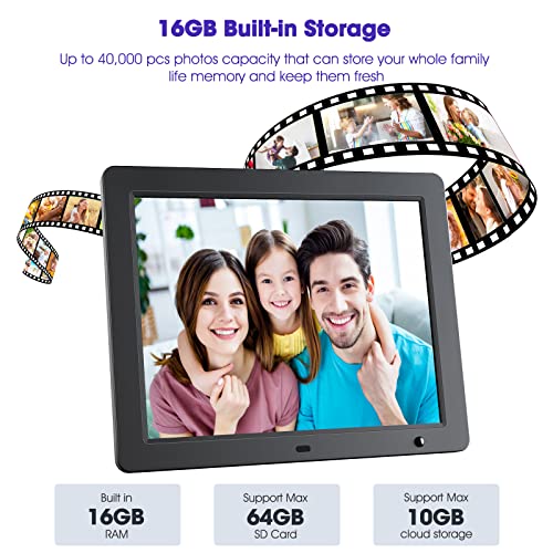 Wifi Digital Photo Frame 15 Inch Electronic Digital Picture Frame With Remote Control Hd Display, Share Photos Videos Via App & Email From Anywhere, Motion Sensor 16Gb Storage, Black, F50 #TOP5