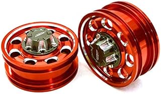 Integy RC Model C27021RED Billet Machined Alloy Front Wheel for Tamiya 1/14 Scale Tractor Trucks