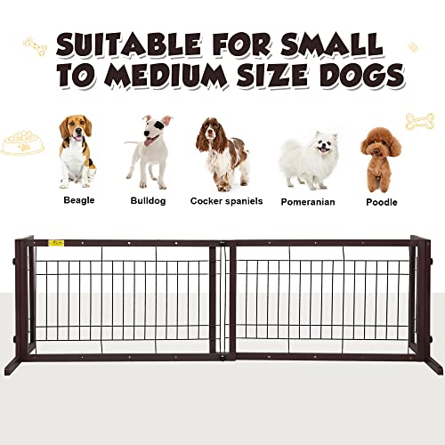 Coziwow 39.8” Wood Dog Pet Indoor Safety Gate - Adjustable Freestanding Gates For Pets - Pine Wood Dog Gates For Small To Medium Sized Pets Doorways, 71.2” L #TOP1