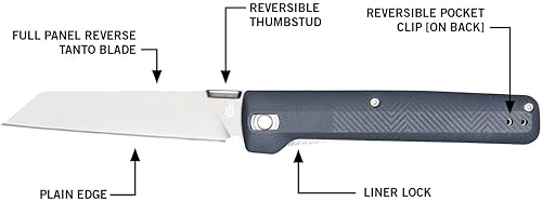 Vista 2 de Gerber Gear Pledge Pocket Knife with Pocket Clip - 3.7" Full Panel Plain Edge Blade Folding Knife - EDC Gear and Equipment Azul (Urban)