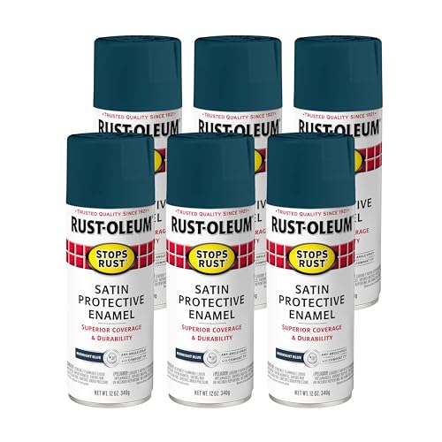 Image of Rust-Oleum 369179-6PK Stops Rust Spray Paint, 12 oz, Satin Midnight Blue, 6 Pack