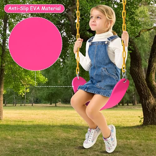 Image of Sunnyglade 2PCS Swings Seats Heavy Duty with 66 inch Chain, Playground Swing Set Accessories Replacement with Snap Hooks, Support 250lb (2, Pink)