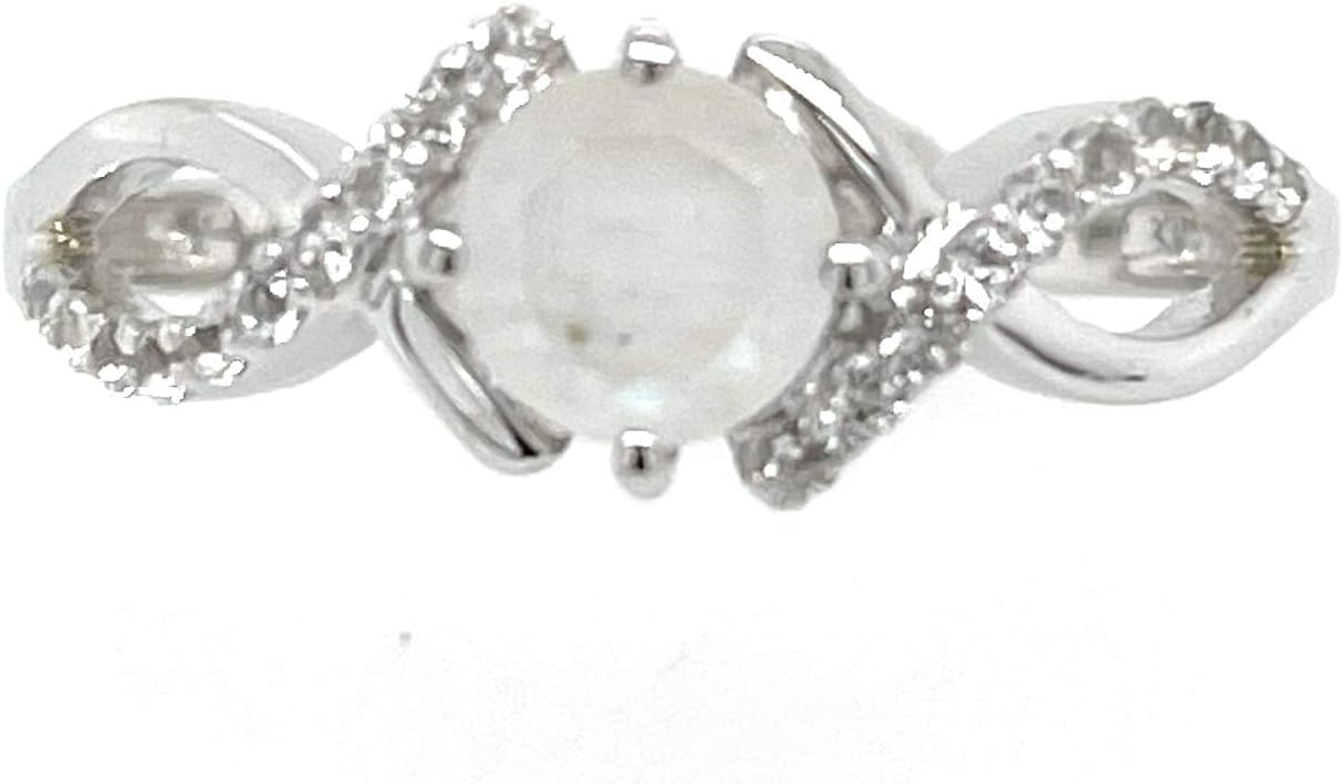 Genuine Rainbow Moonstone 925 Solid Sterling Silver Engagement Ring Size 6.25, 7.25, 8.25, 9.25