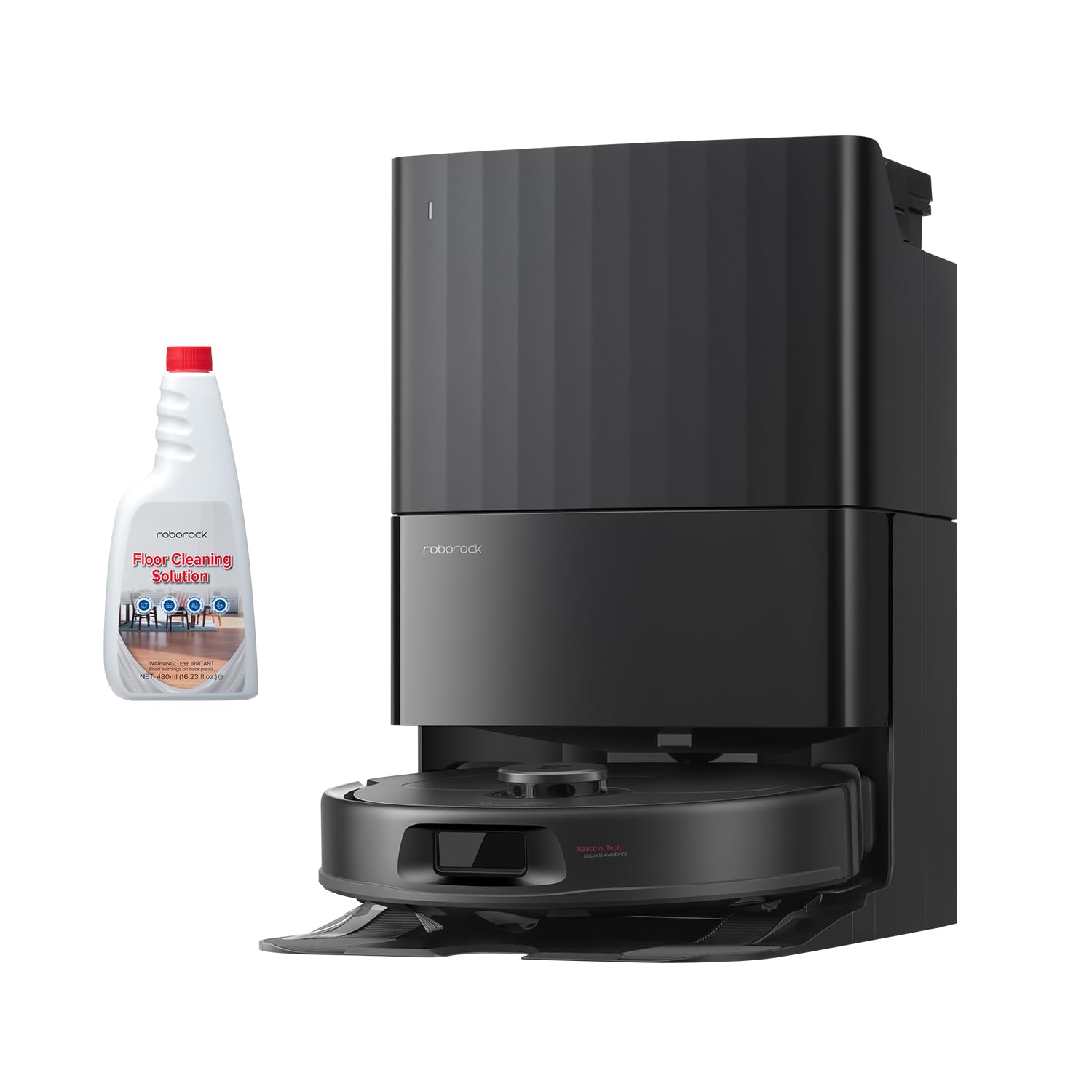 roborock QV 35A + Detergente 480ml, Robot Aspirapolvere, Antigroviglio, 8000Pa, Panno Sollevabile, Autolavaggio, Asciugatura ad Aria, Stazione Tutto in Uno, Evitare gli Ostacoli