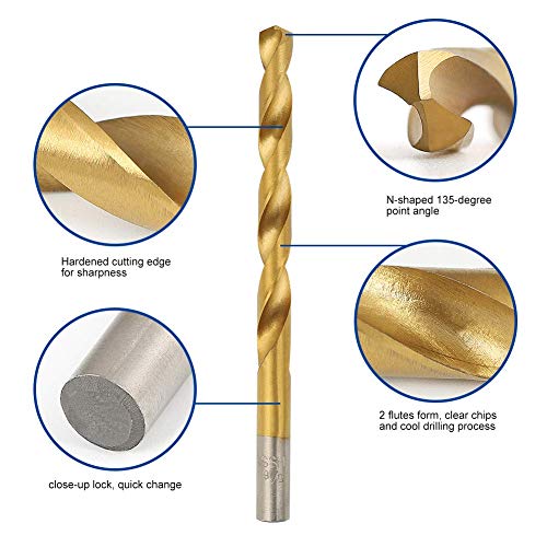COMOWARE 230 Pieces Drill Bit Set- Titanium Wood Drill Bits, High Speed Steel Drill Bit Kit for Wood, Metal, Plastic, Steel, Copper, Aluminum Alloy with Storage Case, 3/64